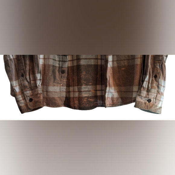 EUC brown/white George button down collared 3 button cuffs Cash Waylon Willie - Picture 7 of 11